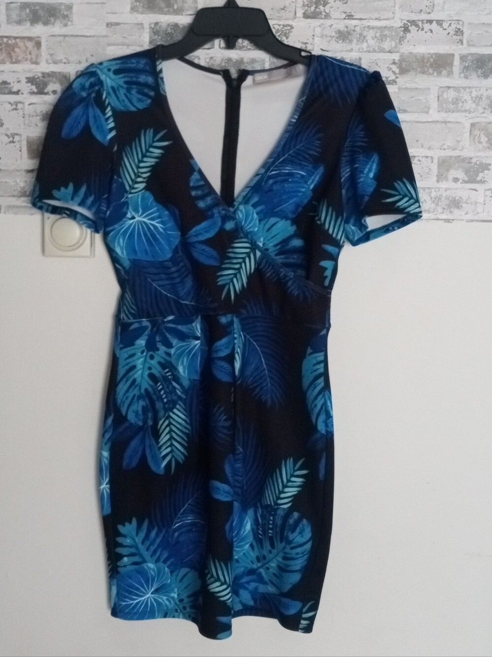 ASOS Blue Tropical-Leaf Mini Dress